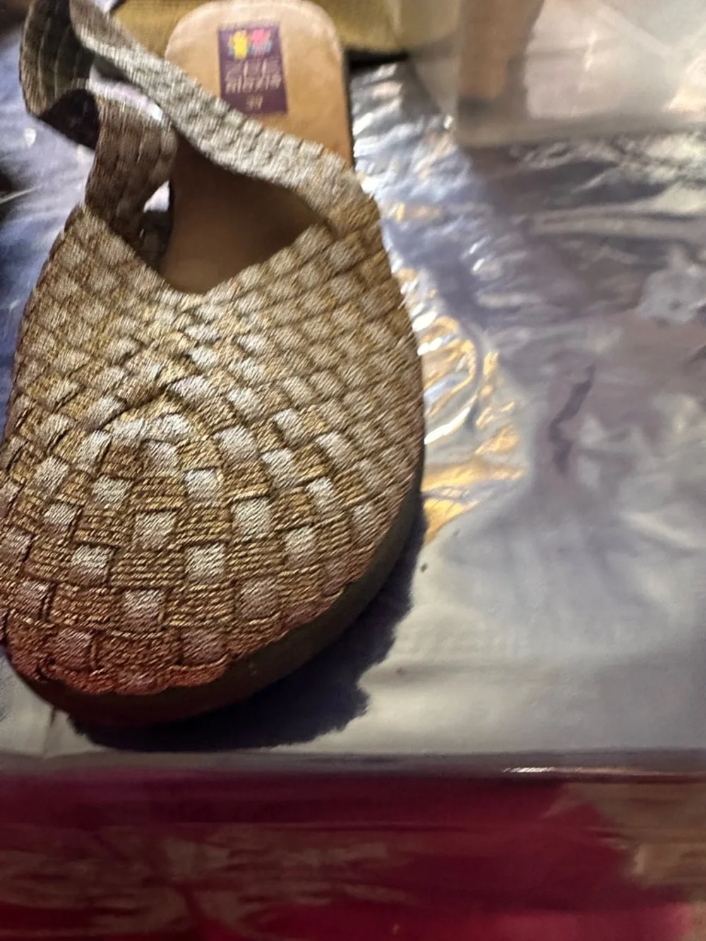 Alexis see Metallic Woven Slingback Mules  silver bronze 3